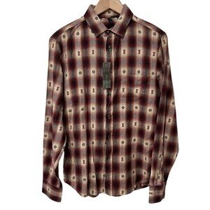 Stile Benetton Long Sleeve Button Up Shirt Aztec Plaid Small Multicolor NWT